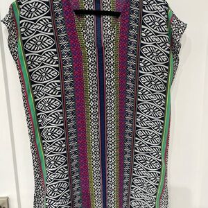 Chaus Black and White Geometric Print Blouse